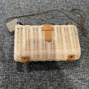 J.Crew RATTAN CLUTCH WITH CHAIN STRAP